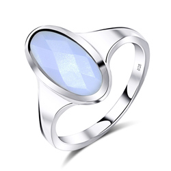 Blue Chalcedony Silver Rings NSR-2337